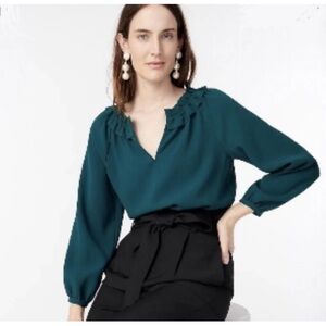J. Crew drapery ruffle neck top 365 crepe